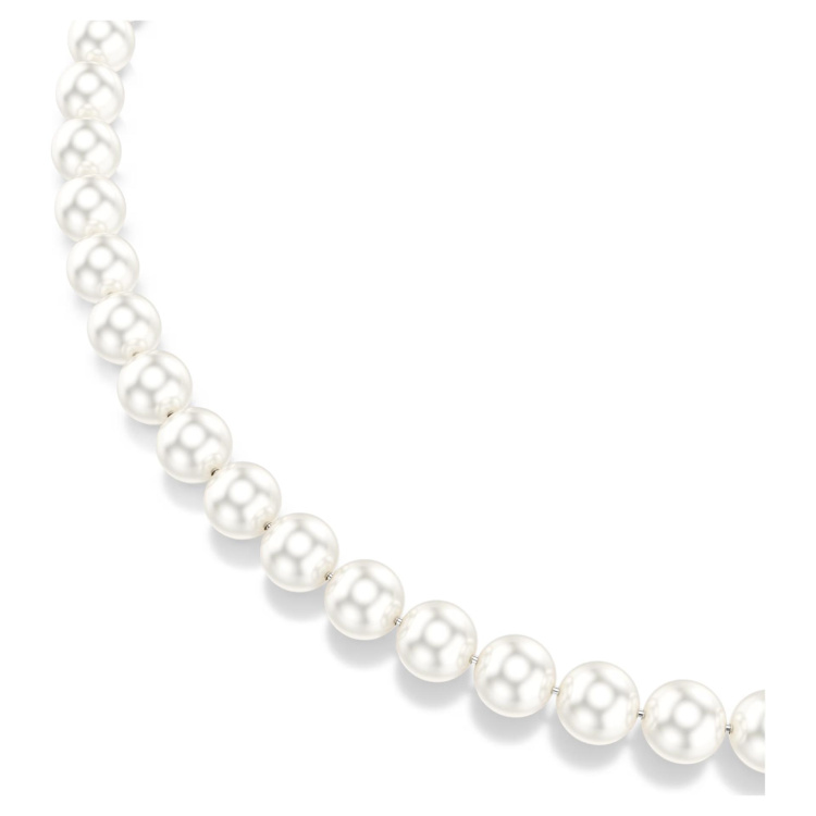 Matrix necklace Crystal pearl, White, Rhodium plated